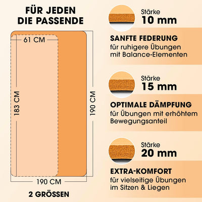 #DoYourFitness Fitnessmatte rutschfest | 183x61cm oder XXL 190x100cm | 0,8-2cm hoch | Gelenkschonend