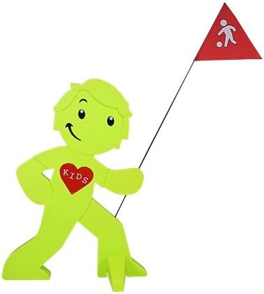 StreetBuddy - Warnfigur mit Fahne, reflektierender Warnaufsteller für Kindersicherheit - Achtung lan