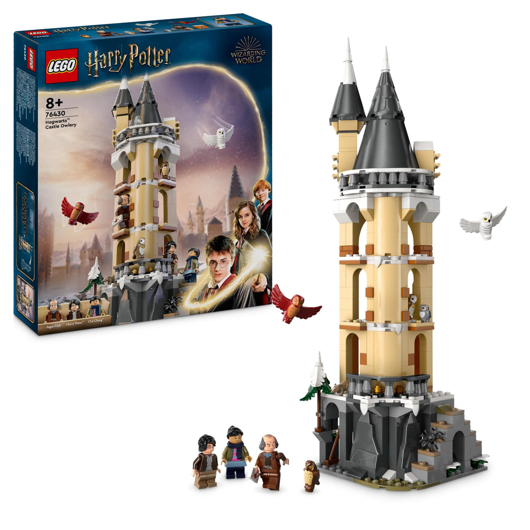 LEGO Harry Potter Eulerei auf Schloss Hogwarts, Abenteuer-Set mit Spielzeug-Tieren und 3 Mini-Figure