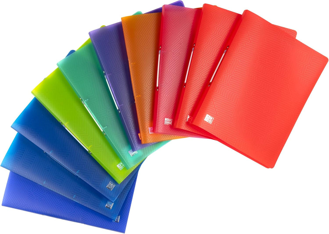 Oxford Ringbuch A4, Rückenbreite 2 cm, 2 Ringe, Kunststoff, 8 Farben, 10 Stück, 8 Farben