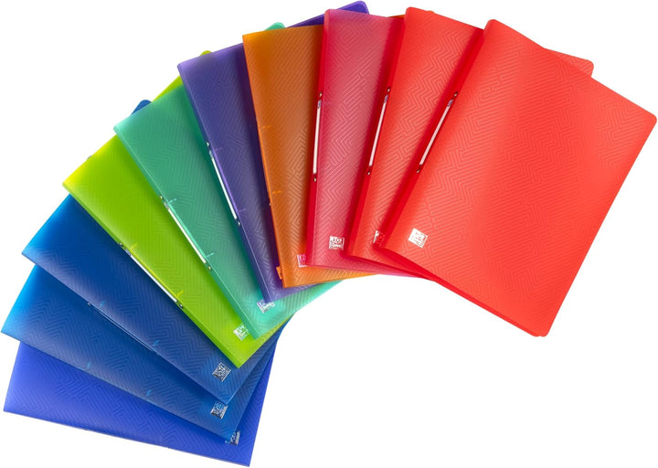 Oxford Ringbuch A4, Rückenbreite 2 cm, 2 Ringe, Kunststoff, 8 Farben, 10 Stück, 8 Farben