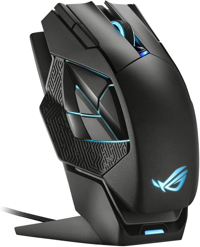 ASUS ROG Spatha X Gaming Maus (kabellos, kabelgebunden, magnetische Ladestation, 12 programmierbare