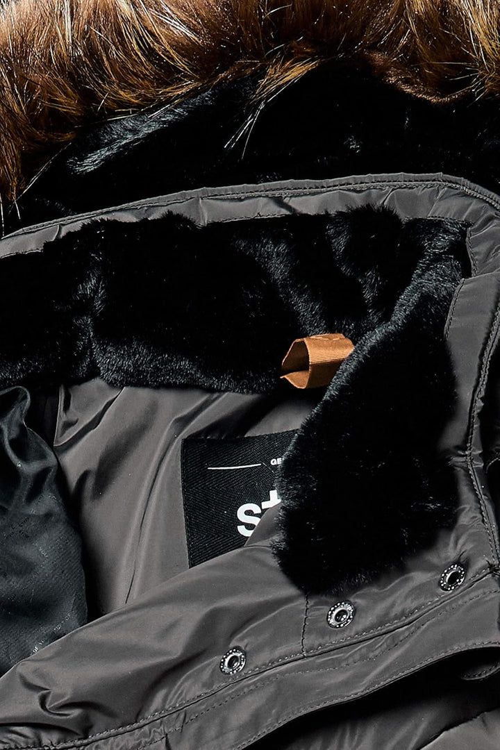 STOY Damen Wmn Quilted Prk D Parka In Daunenoptik Mit Abzippbarer Kapuze 52 anthrazit, 52 anthrazit