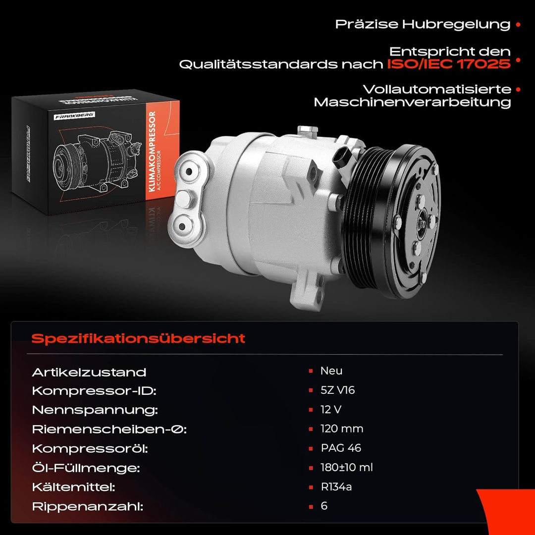 Frankberg Klimakompressor Klimaanlage Kompatibel mit Evanda 2.0L 2005-2011 Nubira Kombi 1.8L 2005-20