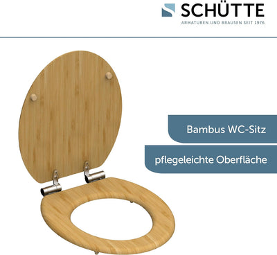 SCHÜTTE WC-Sitz BAMBOO mit Absenkautomatik, massiver Bambus Toilettendeckel, nachhaltiger Klodeckel