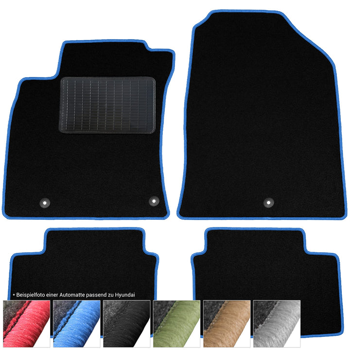 moto-MOLTICO Fussmatten Auto Velours Autoteppiche Schwarz Automatten Set 3-teilig passend für Hyunda
