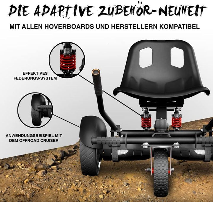 Wheelheels Hovercart für alle 6.5", 8.5" & 10" Hoverboards – Sitz für Self Balance Scooter mit innov