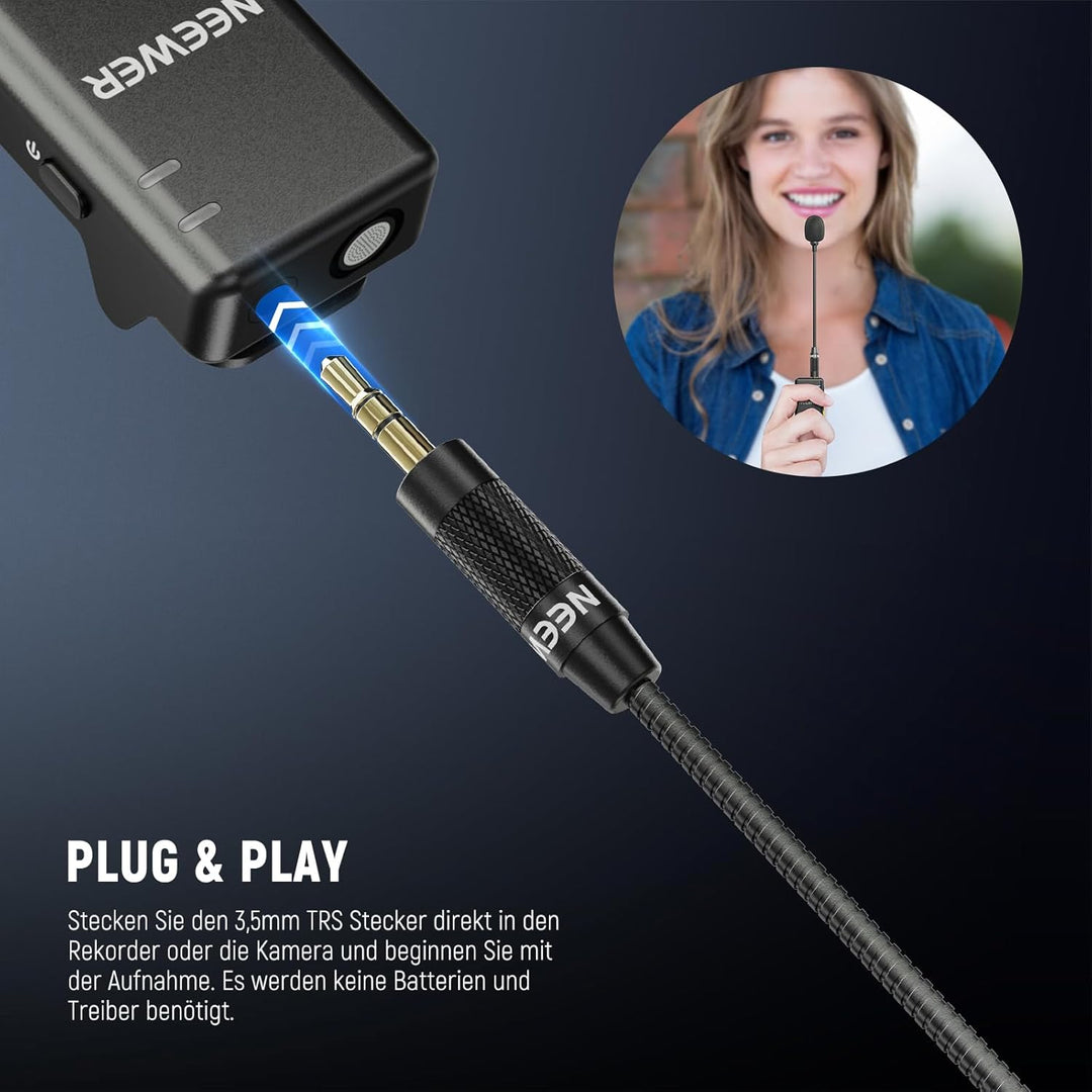 NEEWER 3,5mm TRS Omnidirektionales Kondensator Mikrofon, drahtloses Mikrofon für Interviews, kompati
