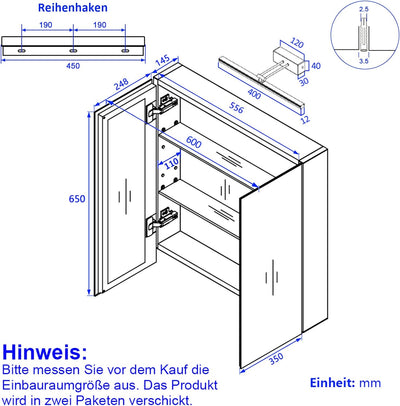 EMKE Spiegelschrank Bad mit Beleuchtung Badezimmer Spiegelschrank Spiegelschrank Bad mit Spiegelleuc