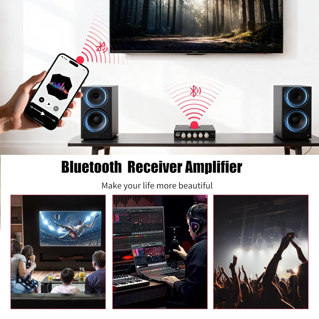 HiFi Verstärker Modul 2.1 Kanal mit Bluetooth,160Wx2+220W Subwoofer,Mini Digitaler Stereo Endverstär