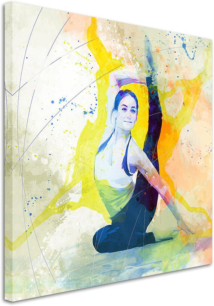 Yoga III 60x60cm Wandbild SPORTBILD Aquarell Art tolle Farben von Paul Sinus