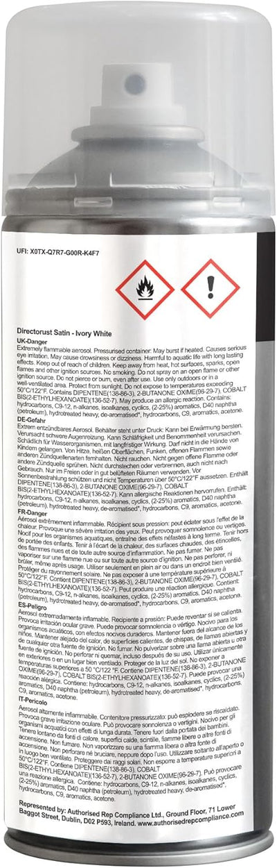 JENOLITE Directorust Seidenmatte/Satin Sprühfarbe | Elfenbeinweiss | 3x400ml | Direkt-zu-Rost-Sprühf