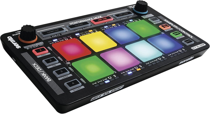 Reloop Neon – Add-On USB DJ Controller mit anschlagdynamischen RGB-Performance-Drumpads, Plug and Pl