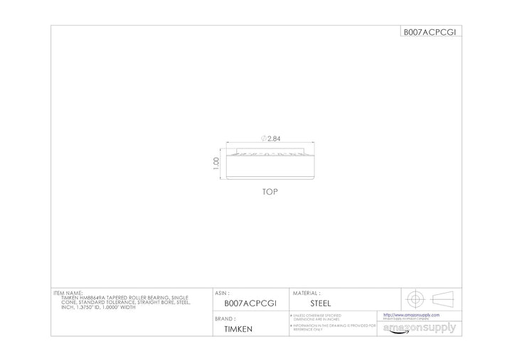Timken HM88649A Kegelrollenlager, Einzelkegel, Standardtoleranz, gerader Bohrung, Stahl, Zoll: 1,375
