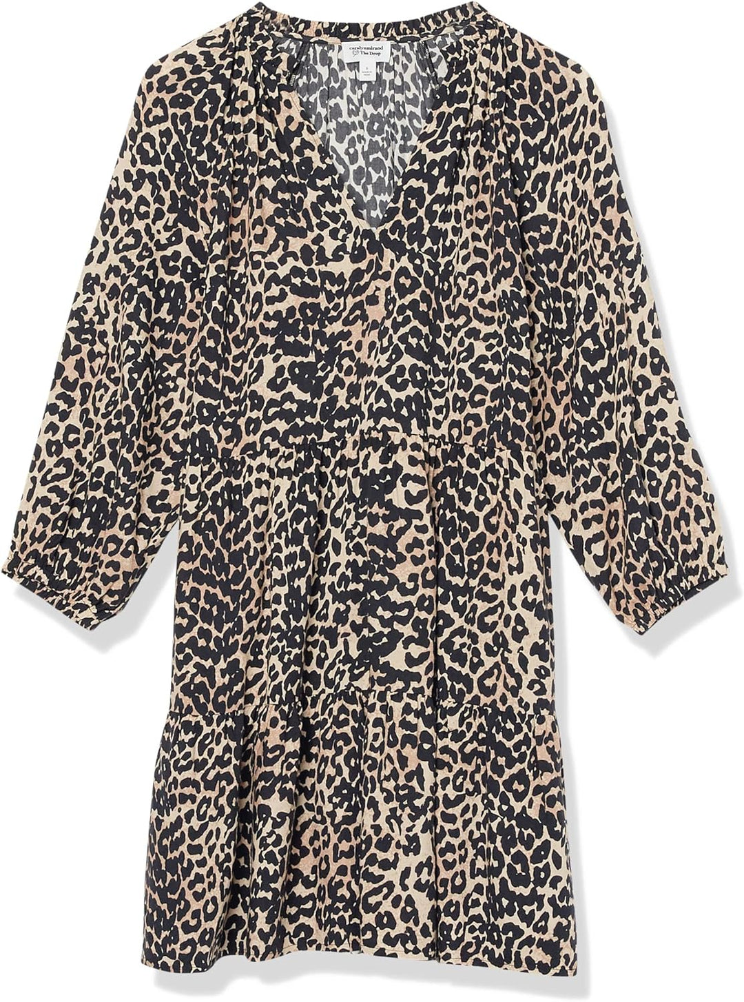 The Drop gestuftes Minikleid mit Rüschenausschnitt für Damen von @caralynmirand XS Leopardenmuster,