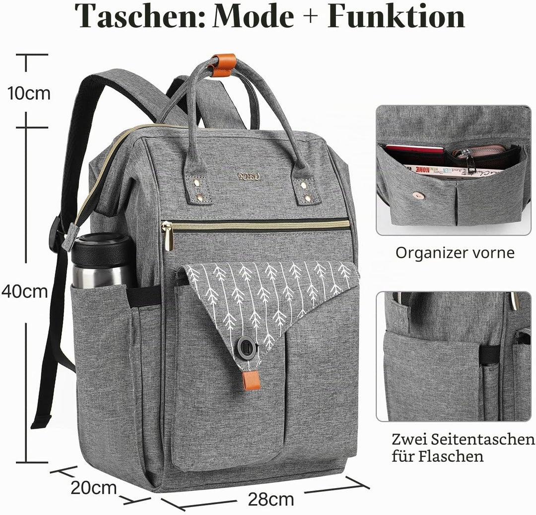 Rucksack Damen, Schulrucksack mit USB-Ladeanschluss, 15,6 Zoll Laptop Arbeits Rucksack, lässiger Tag