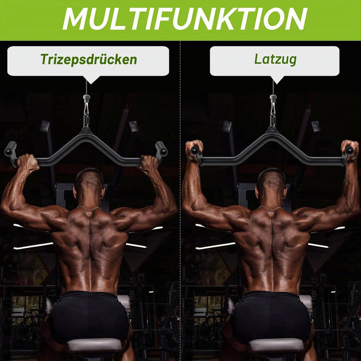 SELEWARE Rudergriff Pull Up Bar - Schwarz Latzug Griff V-Stange Latzugstangen, Klimmzugstange für Zu