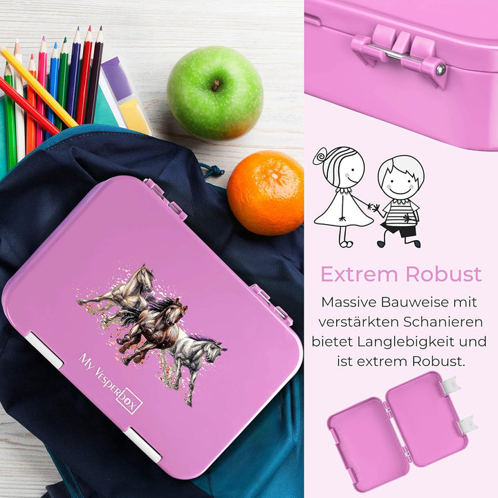 My Vesperbox® Brotdose für Kinder mit Fächern [LEN] - Lunchbox mit Trennfächern - Bento Box - Jausen