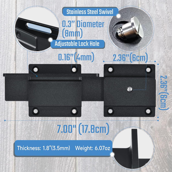 Steinwhale Torriegel, 3.5mm robuster Türriegel aus Aluminiumlegierung für Holzzäune im Freien, Doppe