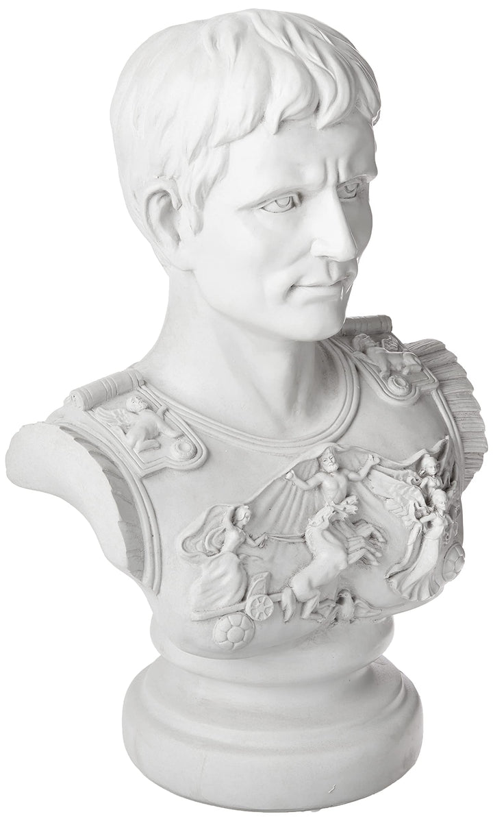 Design Toscano Augustus Caesar Primaporta Büstenstatue, Polyresin, antikes steingrau, 46 cm Einzelbe