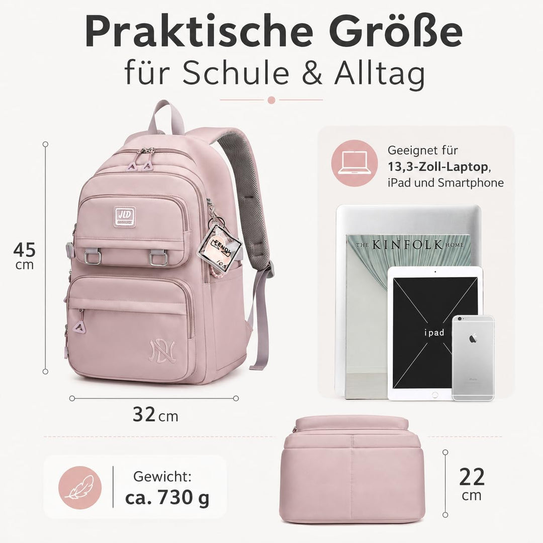 JANSBEN Schulrucksack jungen mädchen teenager schultasche Wasserdicht Rucksack Damen herren schulran