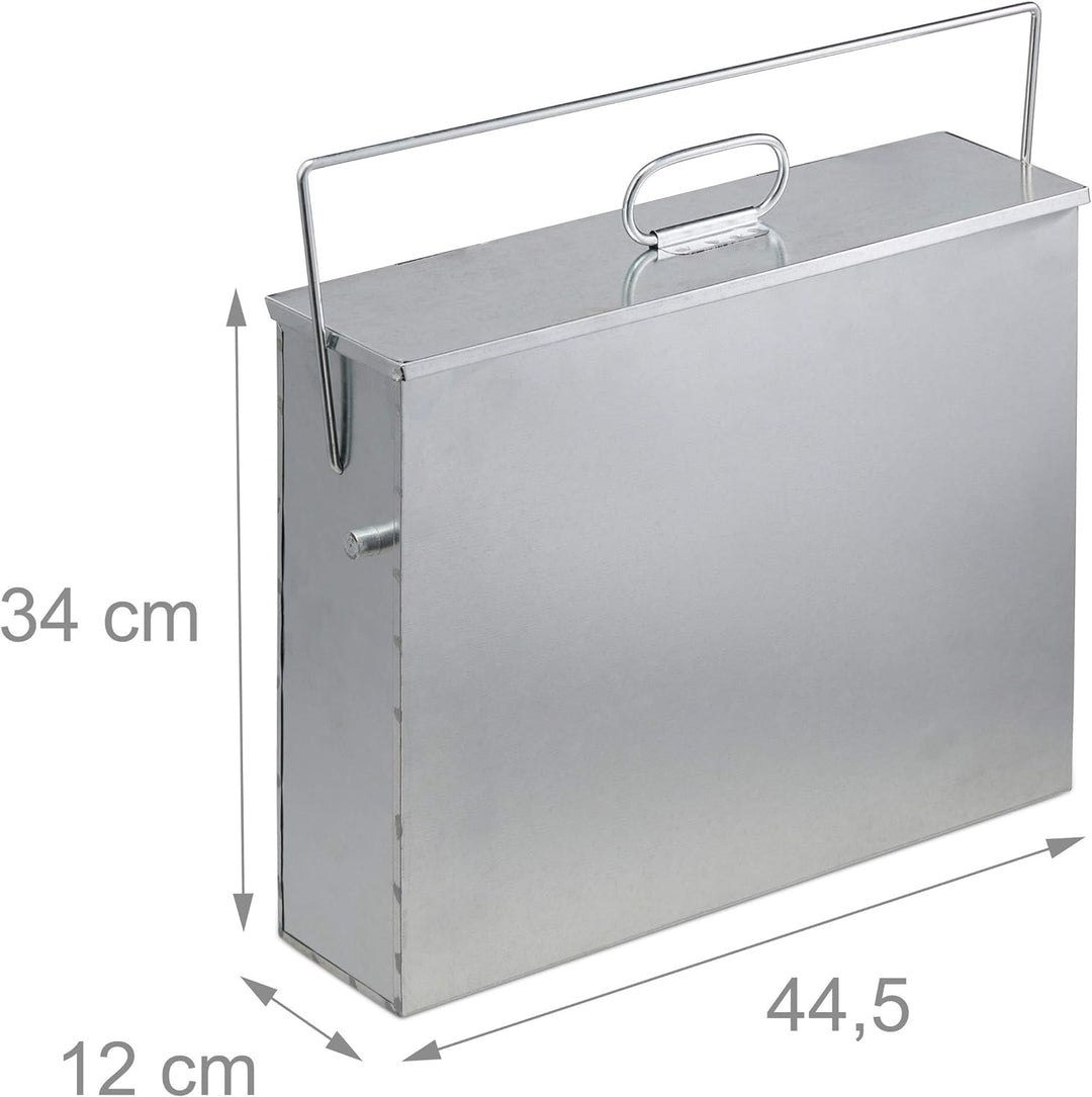 Relaxdays Ascheeimer eckig, Aschekasten mit Deckel, 15 l, verzinkter Stahl, Aschebehälter für Kamin,