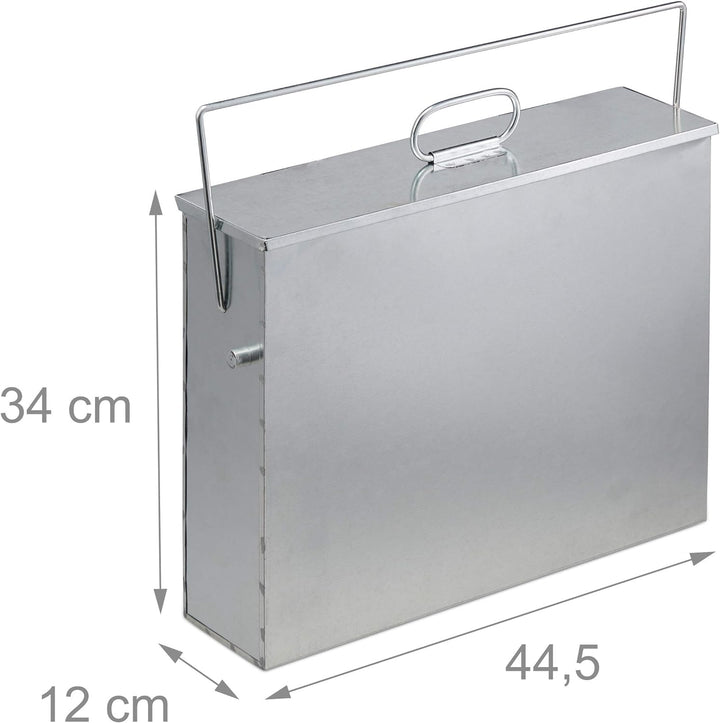 Relaxdays Ascheeimer eckig, Aschekasten mit Deckel, 15 l, verzinkter Stahl, Aschebehälter für Kamin,