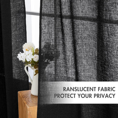 MIULEE 2er Set Voile Vorhang Sheer Leinenvorhang mit Ösen Transparente Unregelmässige Textur Gardine