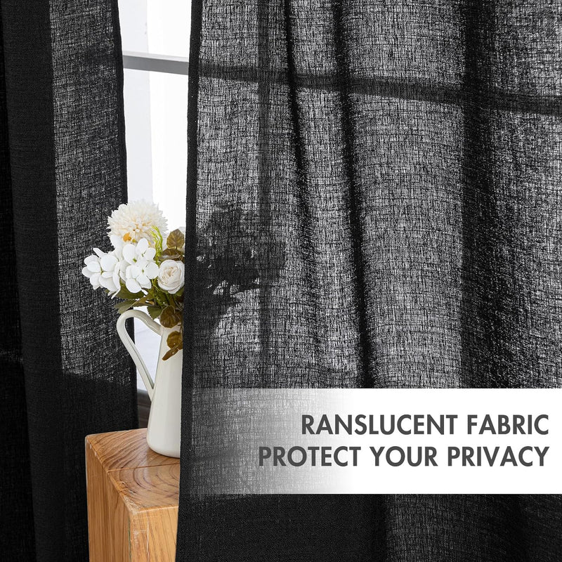 MIULEE 2er Set Voile Vorhang Sheer Leinenvorhang mit Ösen Transparente Unregelmässige Textur Gardine