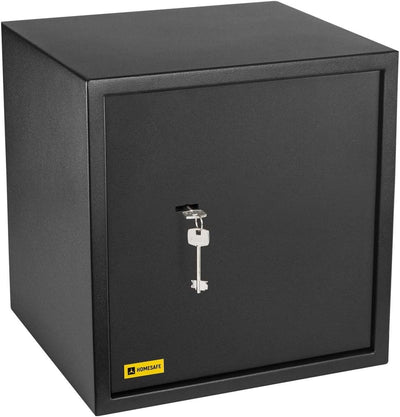 Homesafe HV38K Tresor Safe mit Schlüssel-Schloss, 38x35x35cm (HxWxD), Carbon Satin Schwarz, 38x35x35