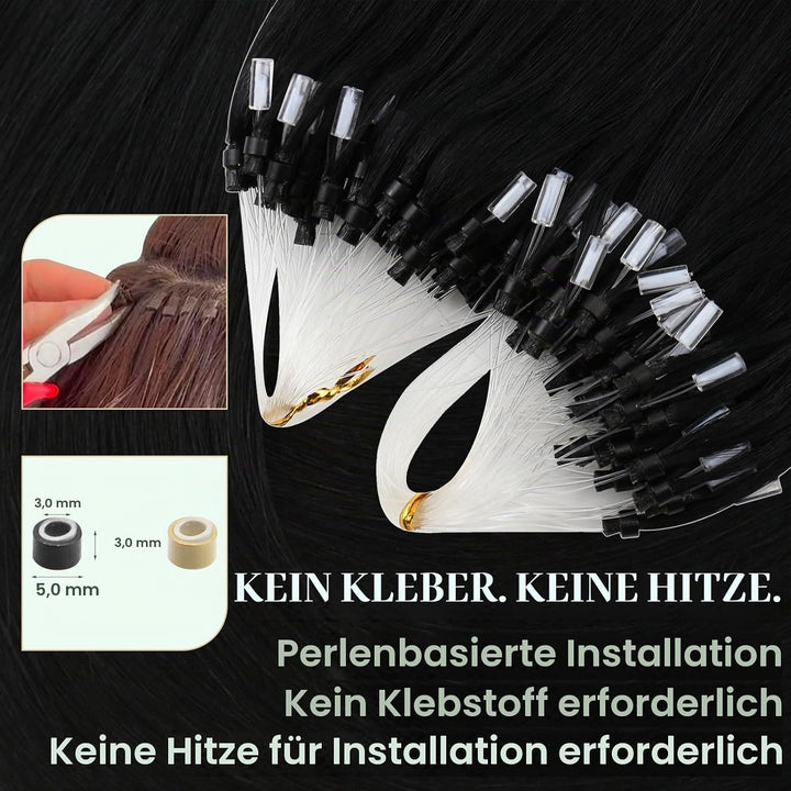 Ugeat Bondings Extensions Echthaar 40cm Microring Extensions Human Hair 50Gramm Microring Extensions