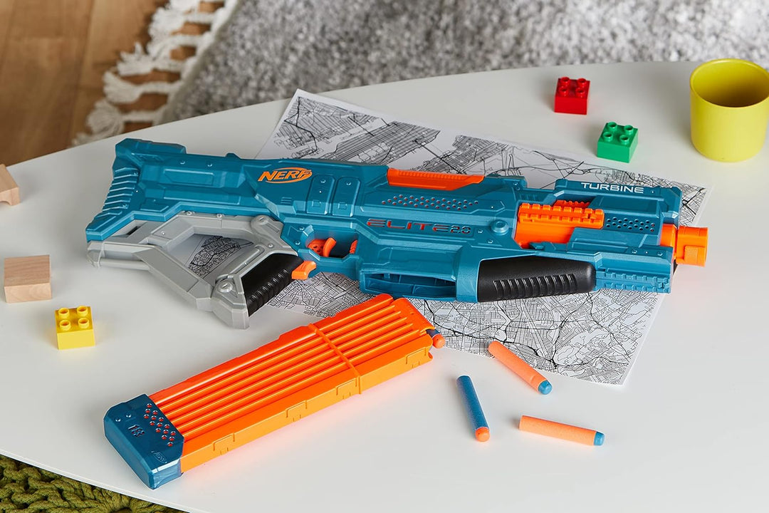 Nerf Elite 2 Turbine CS-18 motorisierter Blaster, 36 Nerf Darts, 18-Dart Clip-Magazin, mit Erweiteru