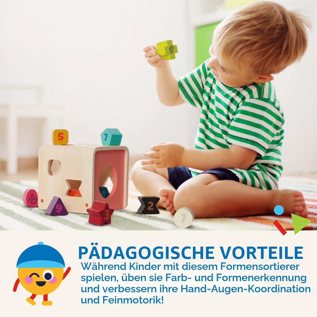 Battat – Zählen & Sortieren Würfel – Formensortierspiel für Kleinkinder, Kinder – Lernwürfel aus Hol