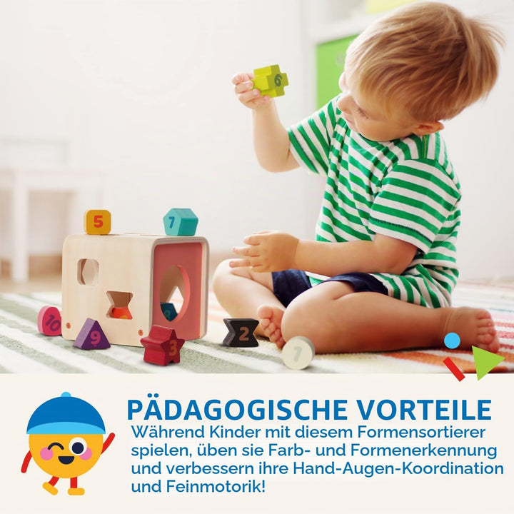 Battat – Zählen & Sortieren Würfel – Formensortierspiel für Kleinkinder, Kinder – Lernwürfel aus Hol