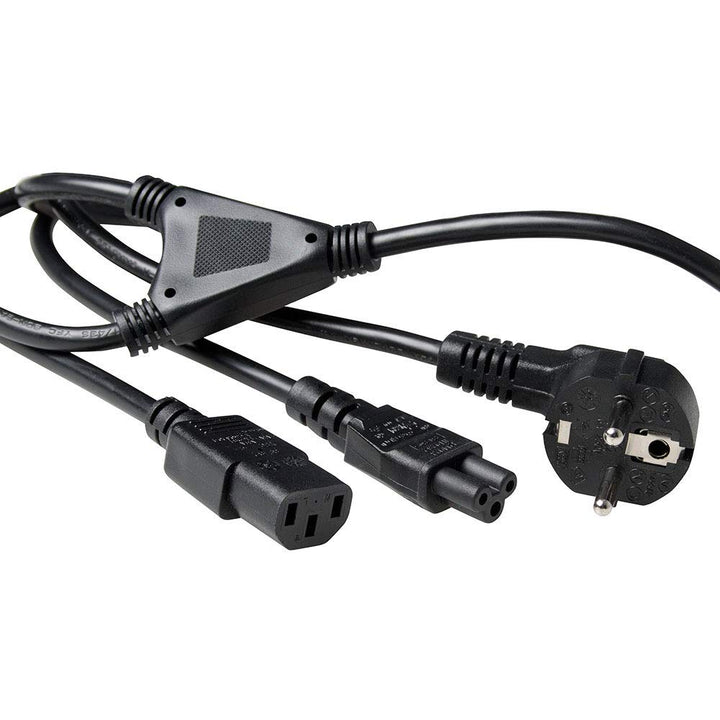 ACT Kaltgerätekabel C13 + C5 Netzkabel 1.80m, Netz-Y-Kabel, Type F CEE 7/7 Gewinkelt, PC Stromkabel