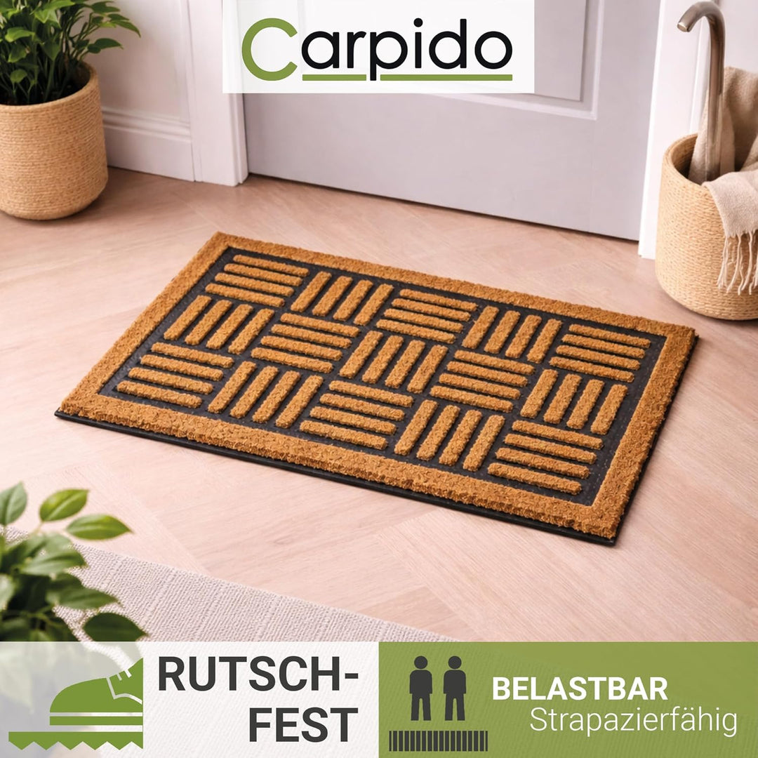 Carpido Fussmatte Kokos Gitter Design – Sauberlauf 40x60 cm 2er Set – Türmatte innen – antibakteriel