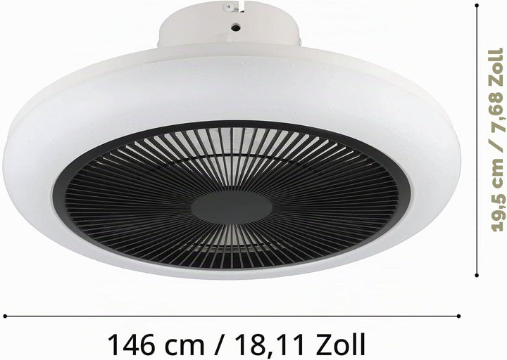 EGLO Deckenventilator mit LED Beleuchtung Kostrena, Ventilator Decke dimmbar mit Fernbedienung, Time