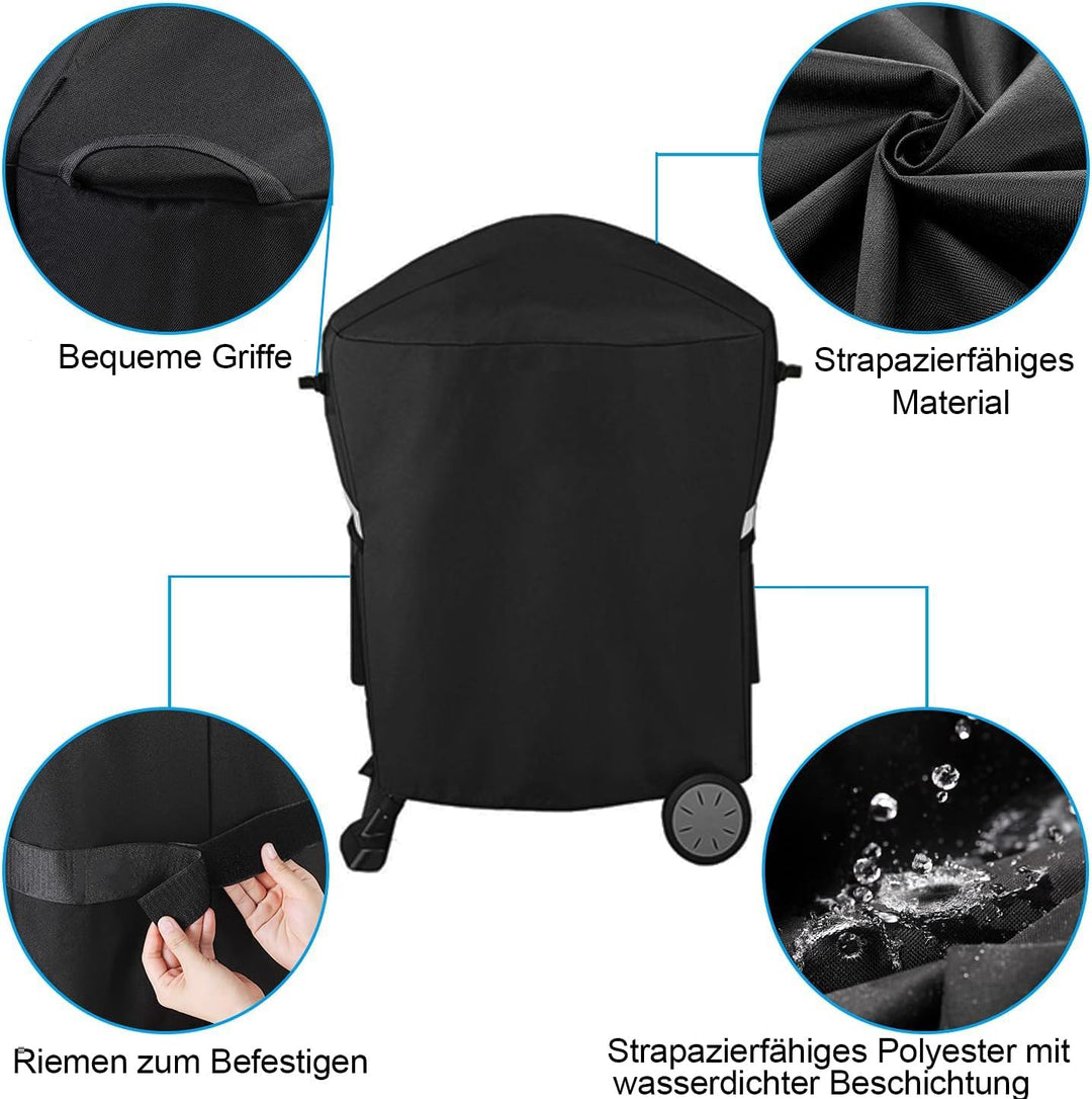 Grillabdeckung für Weber Q 1000/2000 Serie mit tragbarem Wagen, 600D Oxford BBQ Grill Abdeckung Wass