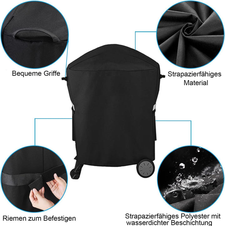 Grillabdeckung für Weber Q 1000/2000 Serie mit tragbarem Wagen, 600D Oxford BBQ Grill Abdeckung Wass
