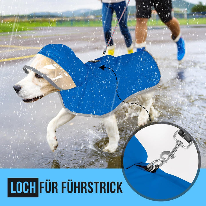 Wasserdichter Hunderegenmantel, Regenmantel für Grosse Hunde mit Kapuze und weichem Futter, Verstell