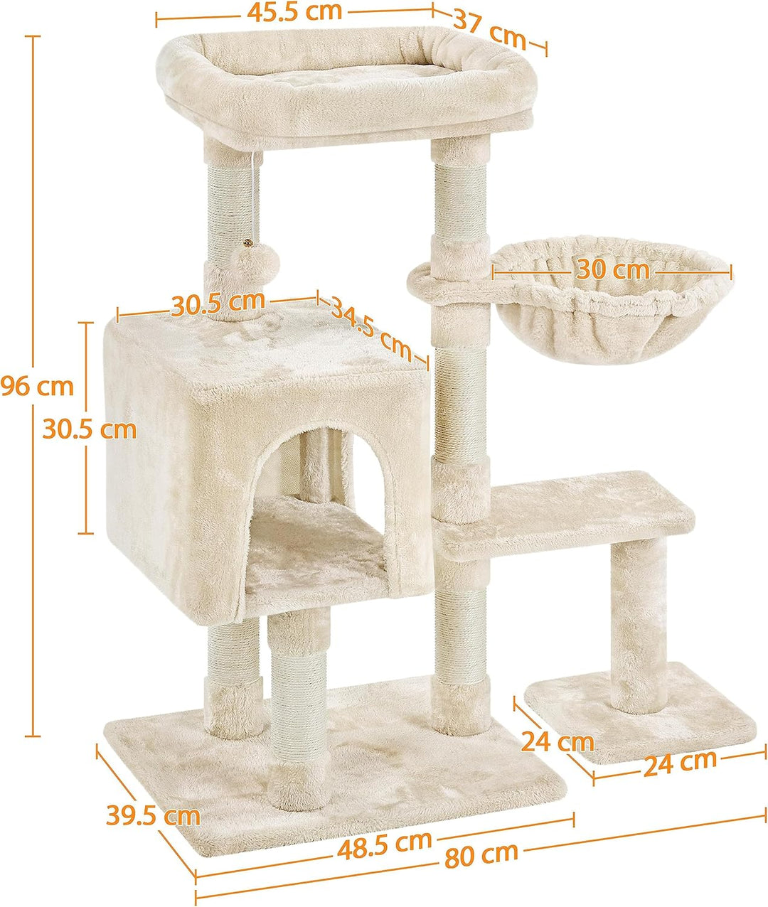 Yaheetech Kratzbaum 96 cm hoch Katzenbaum Kletterbaum für Katzen, mit Sisal Plüsch Katzenhöhle und K