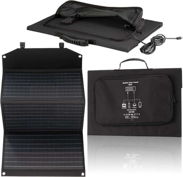 Bresser Solar Ladegerät 90W mit 1x DC- und 3x USB-A-Anschlüssen inkl. USB-A-Buchse mit QC3.0 zur Sch