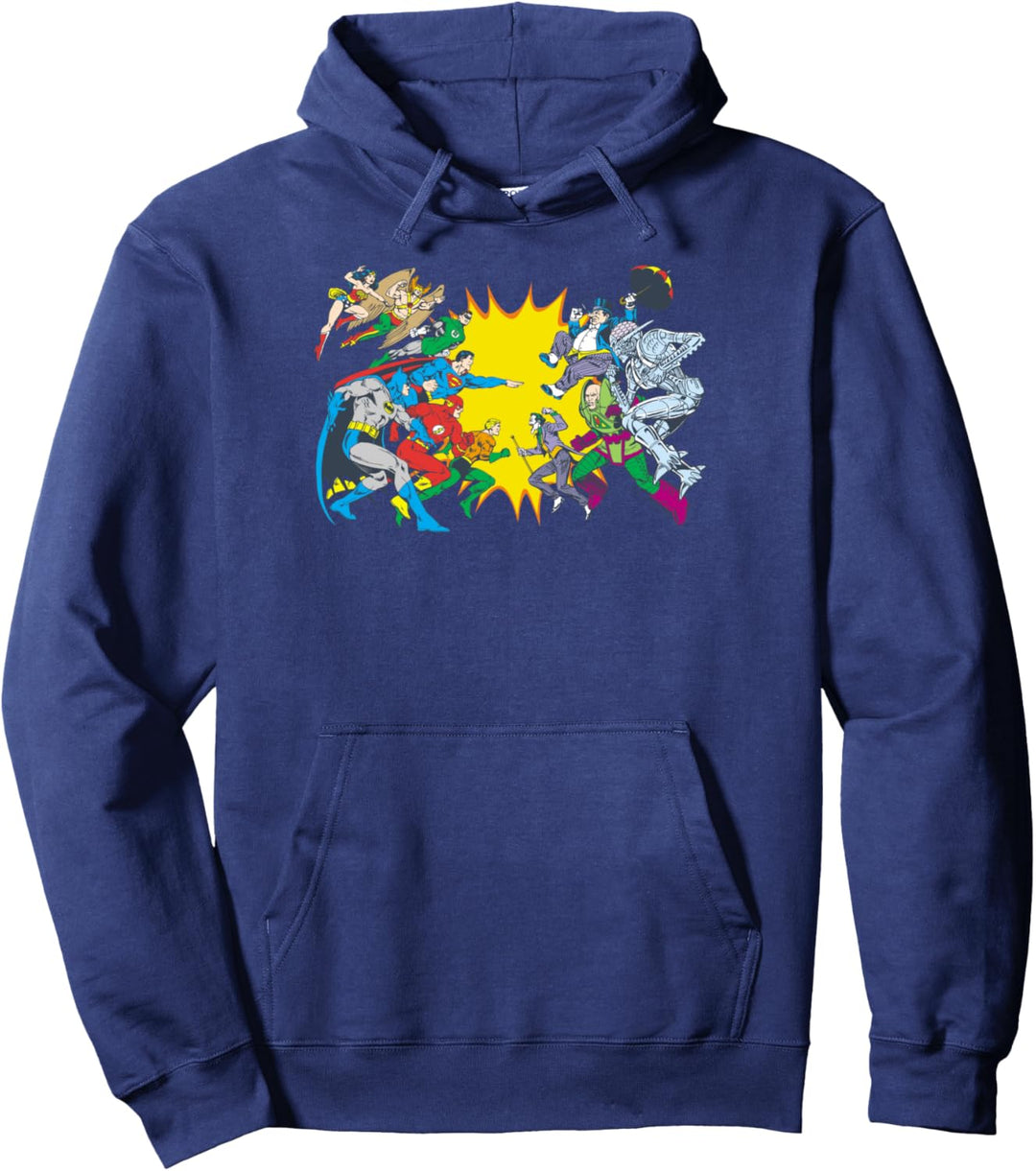 Justice League Face Off Comics Pullover Hoodie