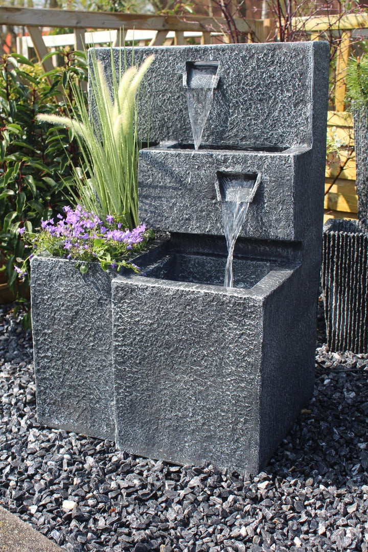 Solar Gartenbrunnen Grada bepflanzbar mit LED Beleuchtung Springbrunnen Akku Funktion Balkonbrunnen