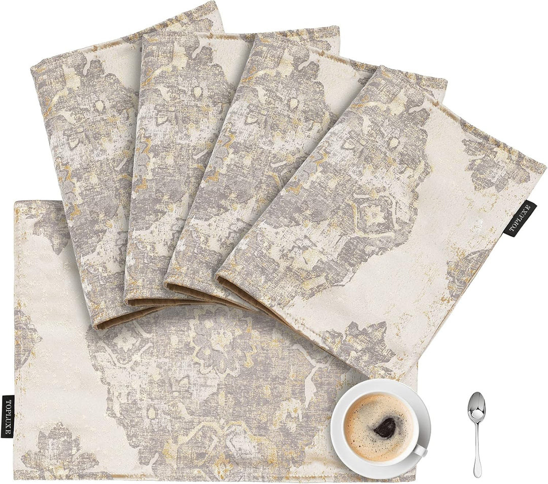 TOPLUXE Platzsets 4er Sets Jaquard Tischset Abwaschbar 30x45cm Platz-Matten für Esstisch Urlaub Part