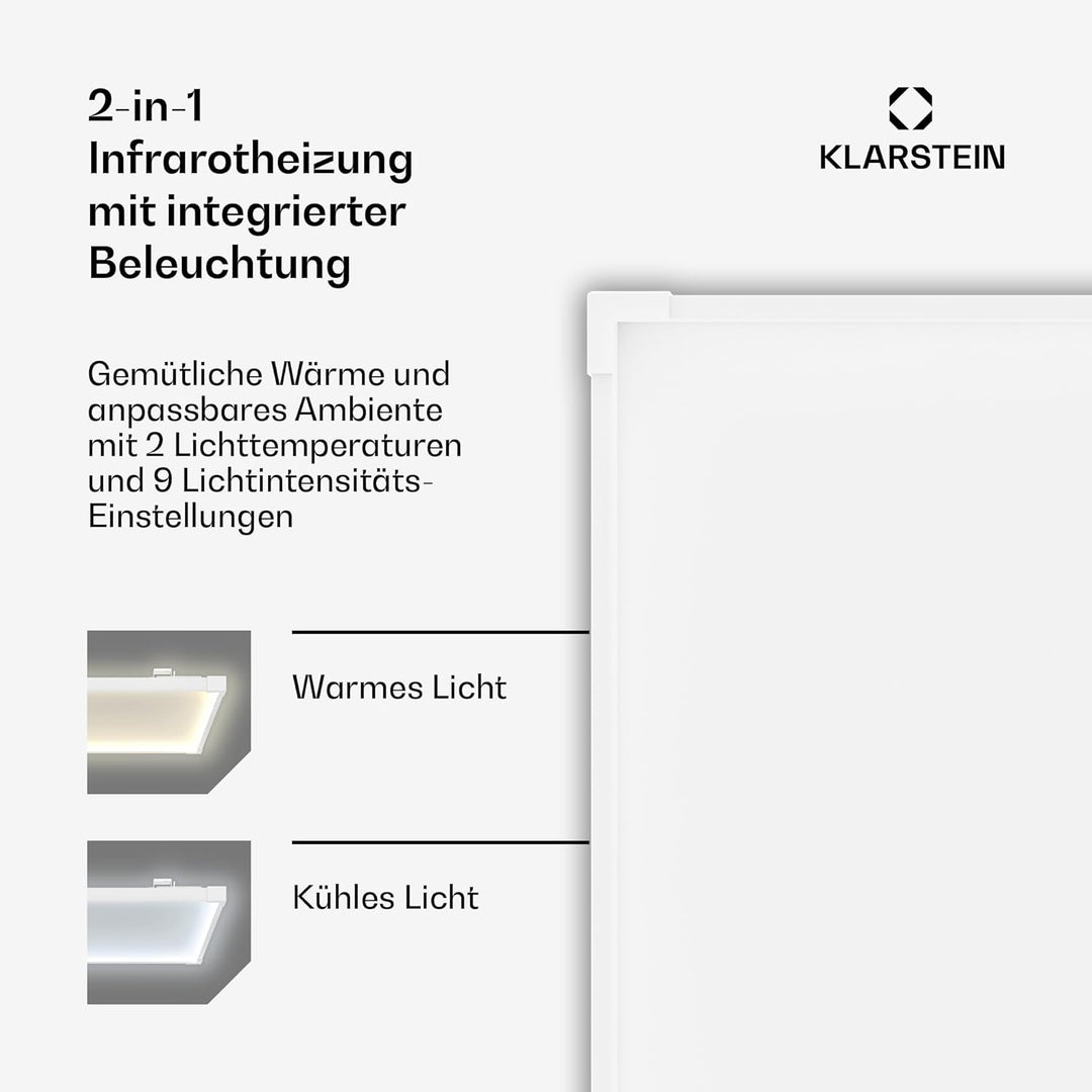 Klarstein Infrarotheizung Wandmontage 360W – Wand/Decke, Thermostat, App & Alexa Steuerung, IP44, Üb