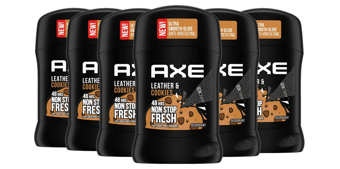 Axe Deodorant Stick Leather & Cookies Deo ohne Aluminium mit langanhaltendem Duft 6 Stück x 50 ml De