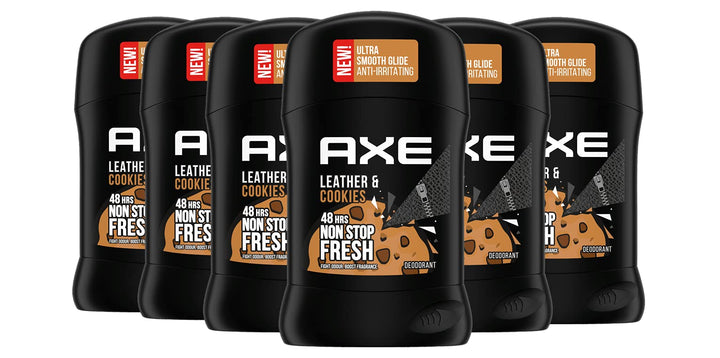 Axe Deodorant Stick Leather & Cookies Deo ohne Aluminium mit langanhaltendem Duft 6 Stück x 50 ml De