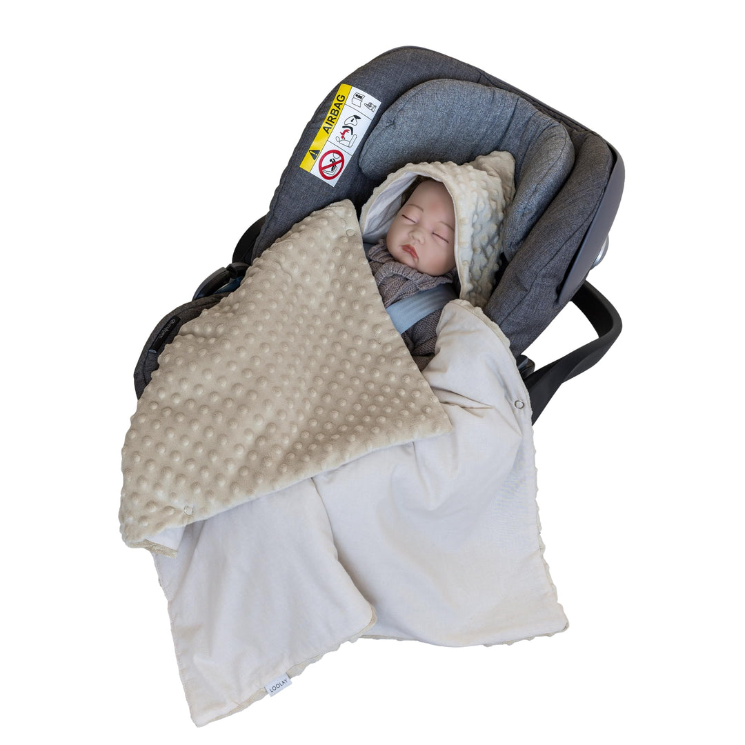 LOOLAY Einschlagdecke Babyschale - Babydecke Autositz 90x90 cm - Fusssack für Autositz Ganzjahresdec