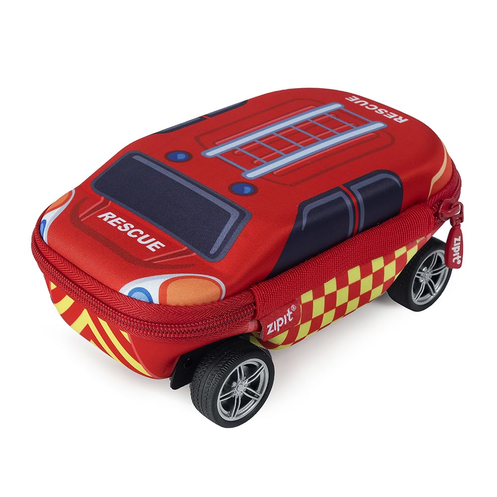 ZIPIT Federmäppchen mit Feuerwehrauto für Jungen, Grosses Mäppchen für die Schule, Etui für Kinder,